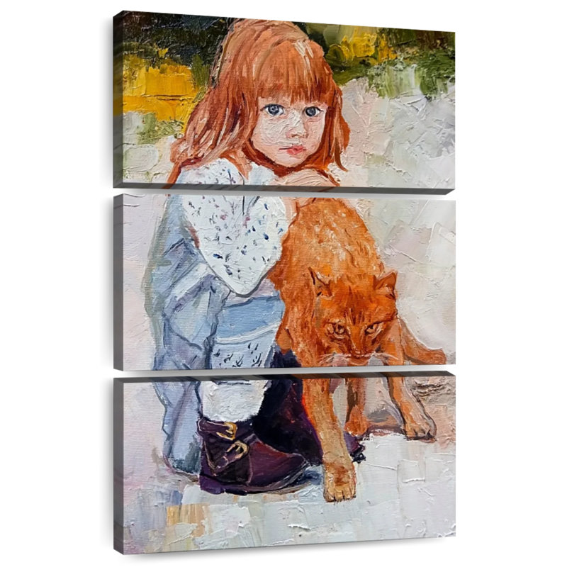 Leisha avec un chat, H 38 po x l 24 po