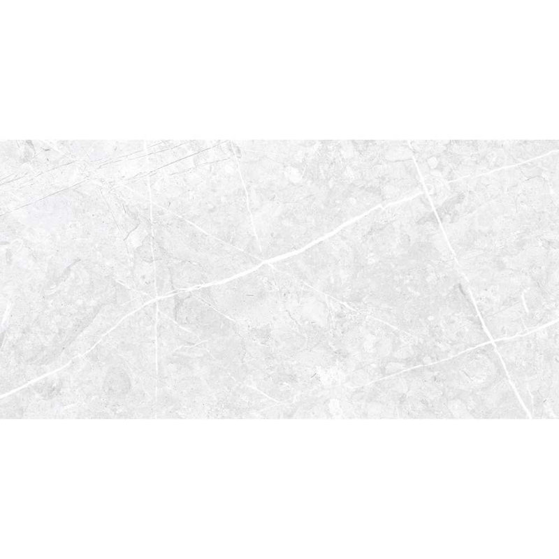 Carrelage mural et de sol Opera 12" x 24" en porcelaine mat aspect marbre, Blanc
