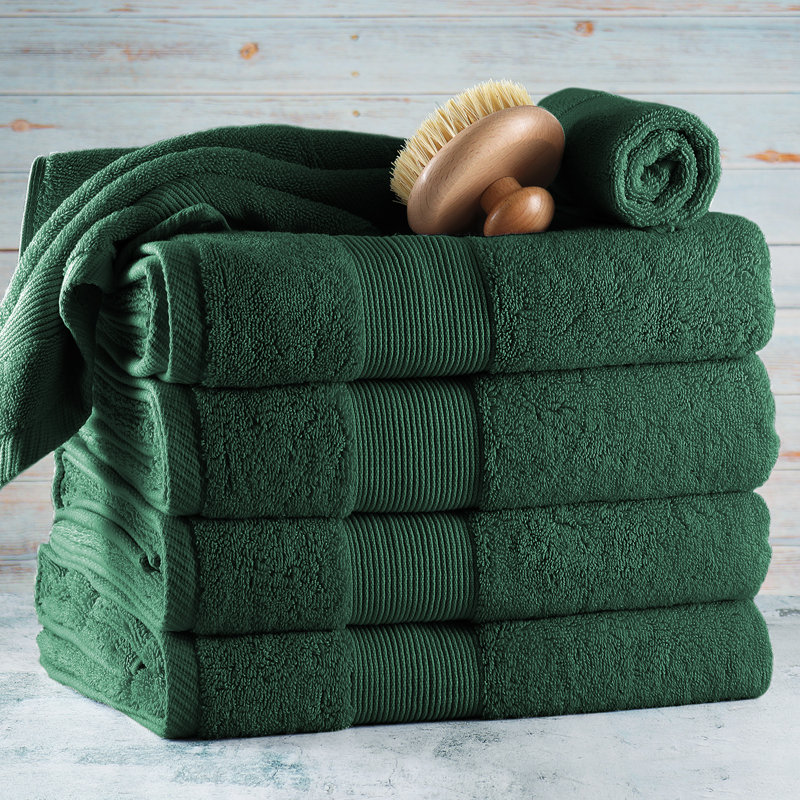 Ensemble de serviettes 6 pièces 100% coton Danni-Leigh., Vert forêt, Ensemble de 6 serviettes de bain