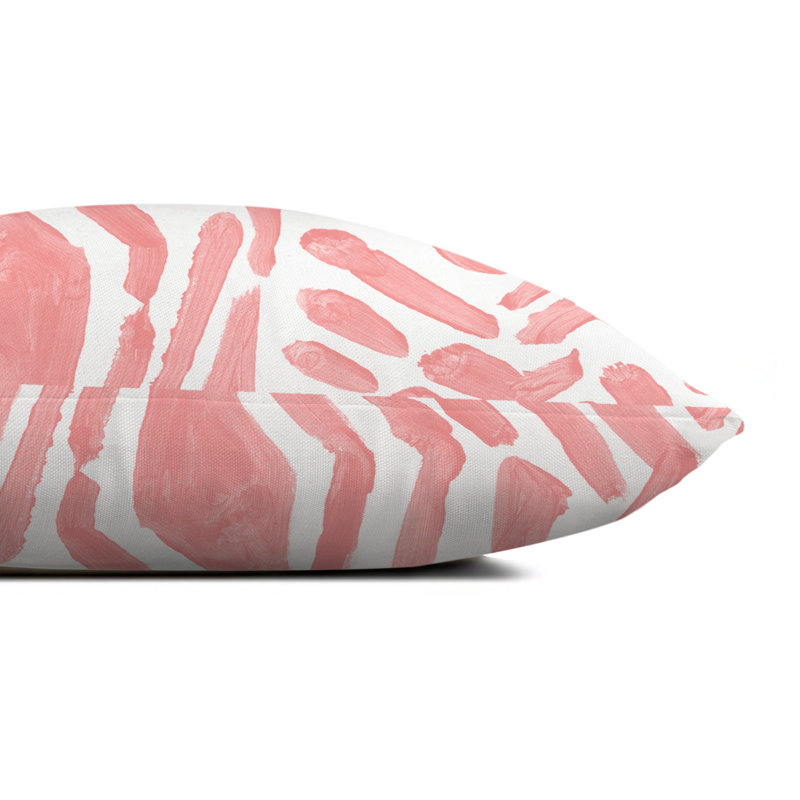 Abstract Outdoor Reversible Throw Pillow, 14" H x 20" W, Pink