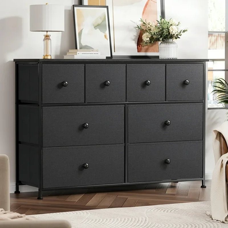 Ojaswi 8 Drawer 104.1Cm W Dresser, Black Grey