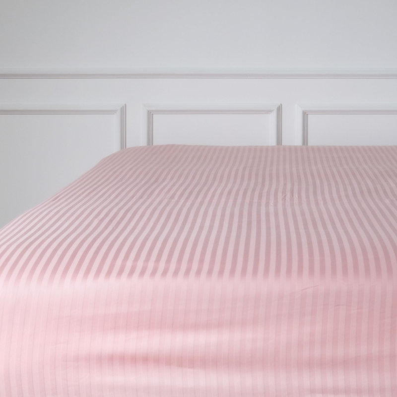 Mix & Match Bundle 200 Thread Count Striped Turkish Cotton Sateen Flat Sheet, Pink