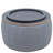 Round Storage - 2 In 1. Works As End Table And . Dark Grey. Handmade. Linen Upholstery. 25.5"X25.5"X14.5". 250Lbs Weight Capacity. No Assembly Grey Doubles & Footstool. 25.5" X 14.5". Load
