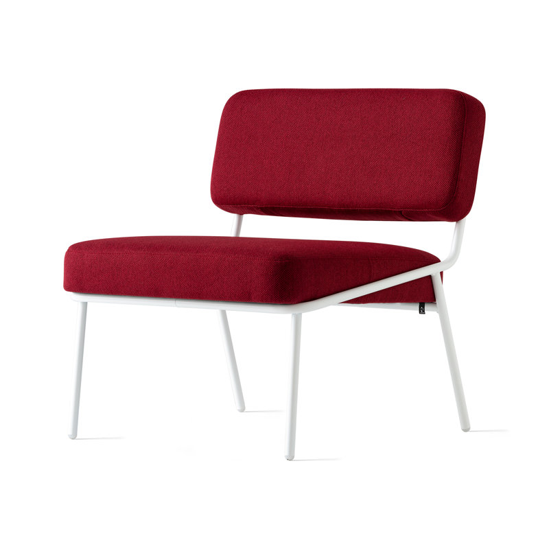 Sixty Upholstered Lounge Chair with Metal Frame, Red Polyester, White