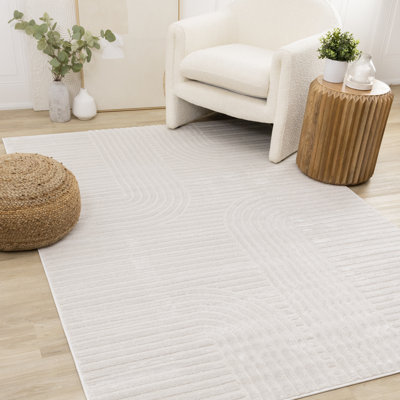 Trinesha Modern Cream White Curves Area Rug