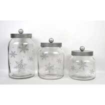 Mason Craft & More Airtight Kitchen Food Storage Clear Glass Pop Up Lid  Canister, 2 Piece Glass Apothecary Canister Set (2x 5.7 Liters)