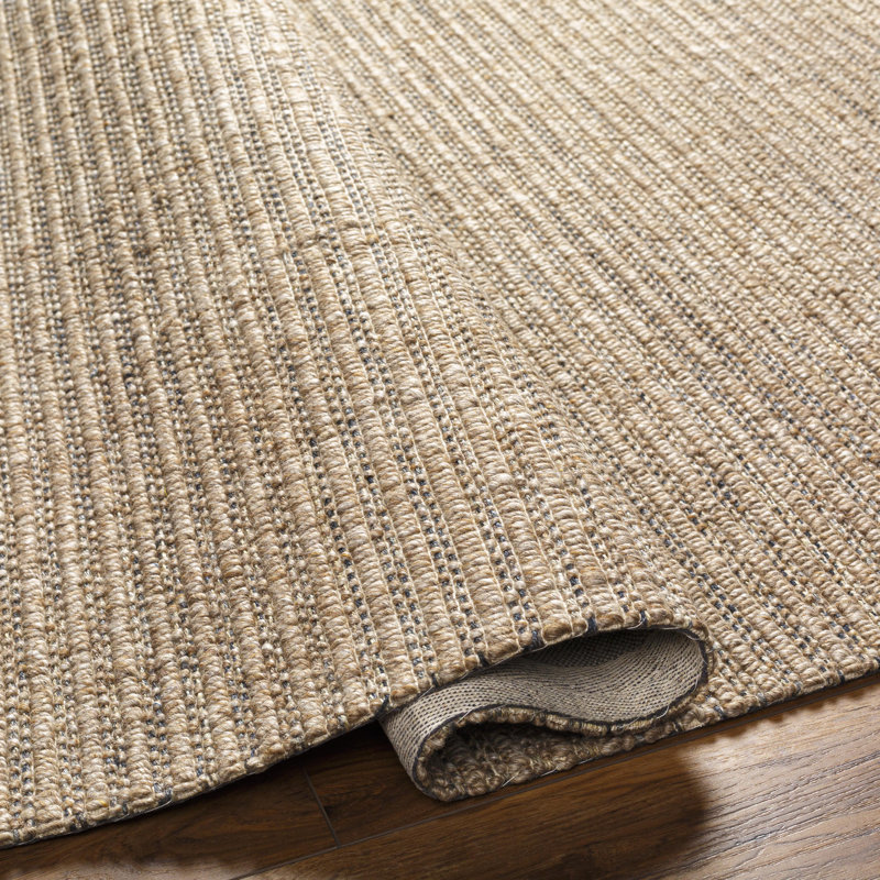 Tapis brun foncé en jute / sisal / laine / polyester tissé à plat rectangulaire Dipasquale, Rectangle 2 pi x 3 pi