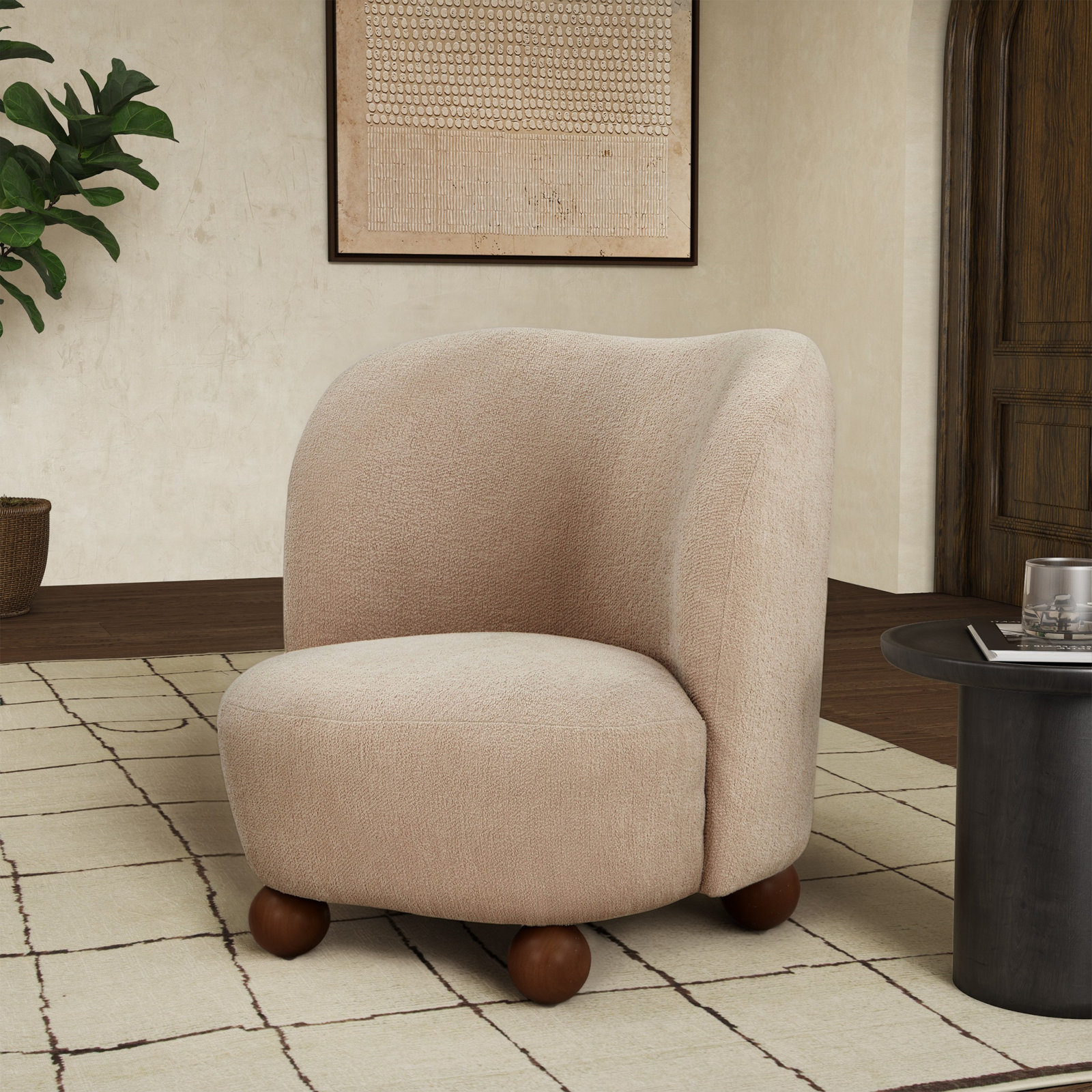 Boucle Slipper Chair, Oatmeal Boucle