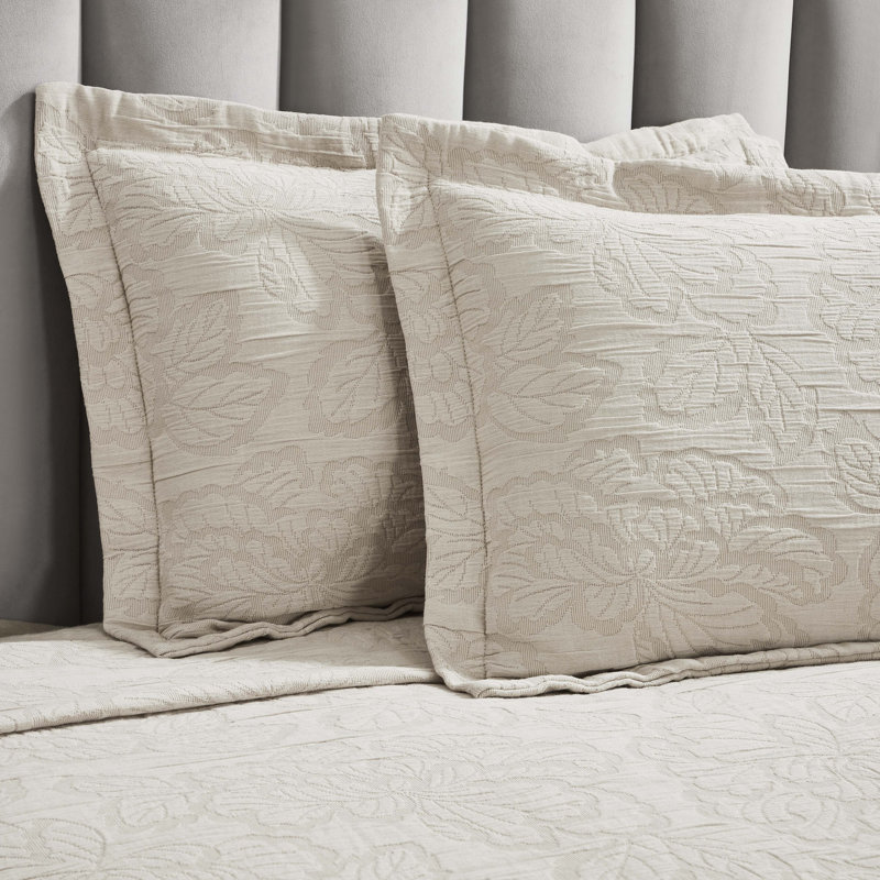 Beige Cotton Matelasse California King Bedspread Set