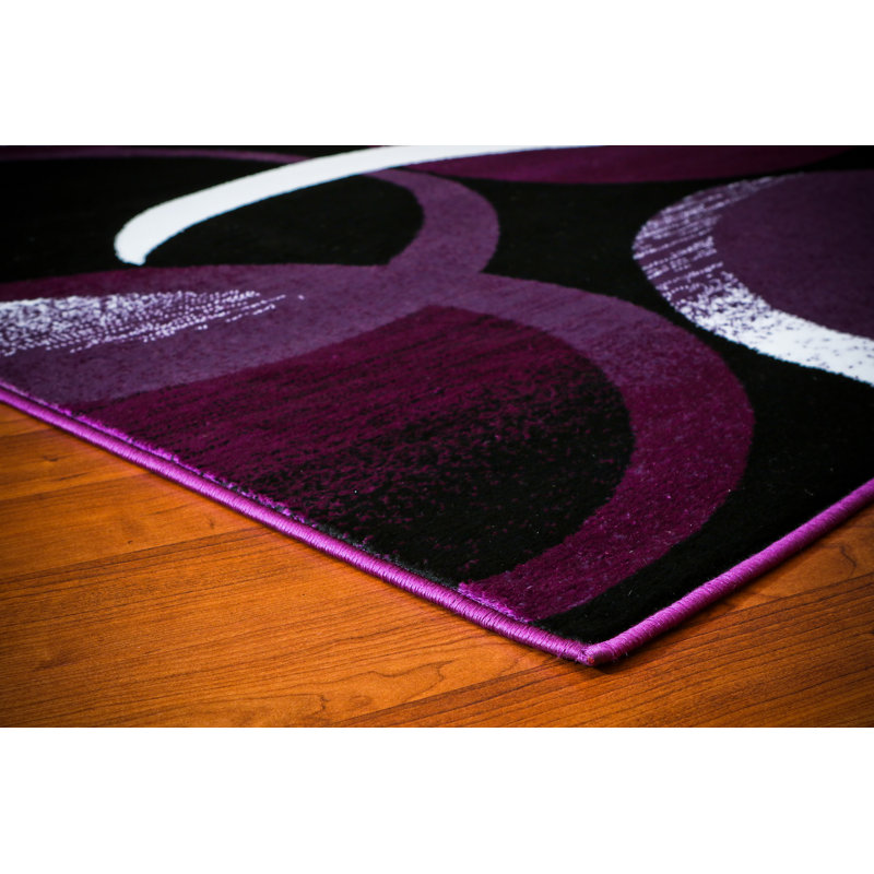 Tapis abstrait mauve Dossantos, Rectangle 7 pi 10 po x 10 pi 6 po