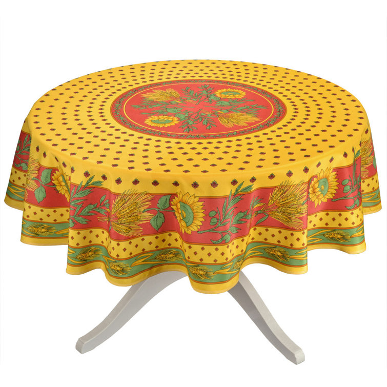Ajua Tournesol French Provencal Polyester Tablecloth - 70" Round