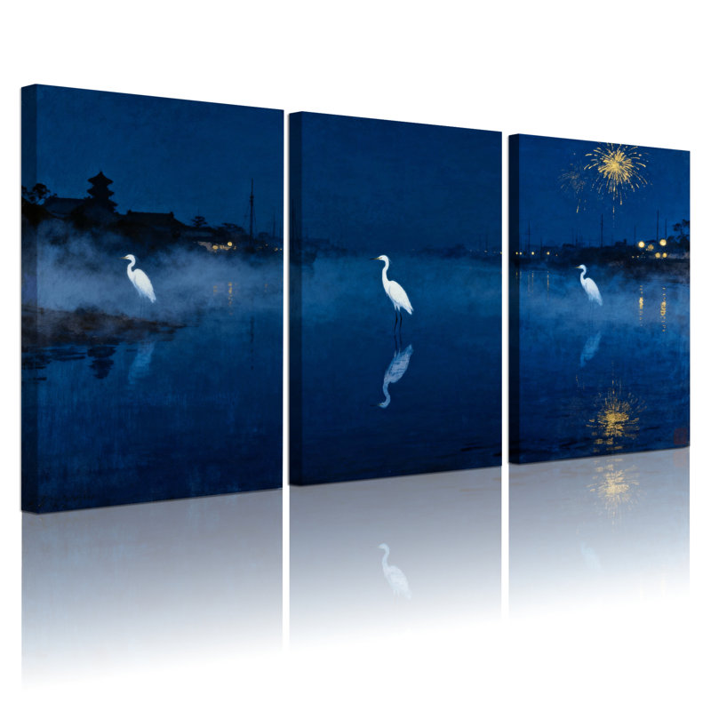 Ensemble de 3 tableaux sur toile tendue, H 18 po x l 36 po
