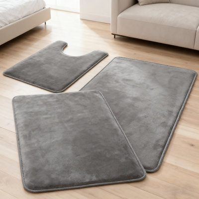 Ensemble de 3 tapis de bain en mousse viscoélastique ultra douce et absorbante avec envers antidérapant