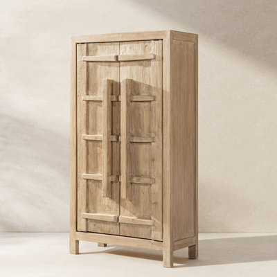 Rowan 83" Tall Reclaimed Pine Crossbar Storage Cabinet with Double Doors