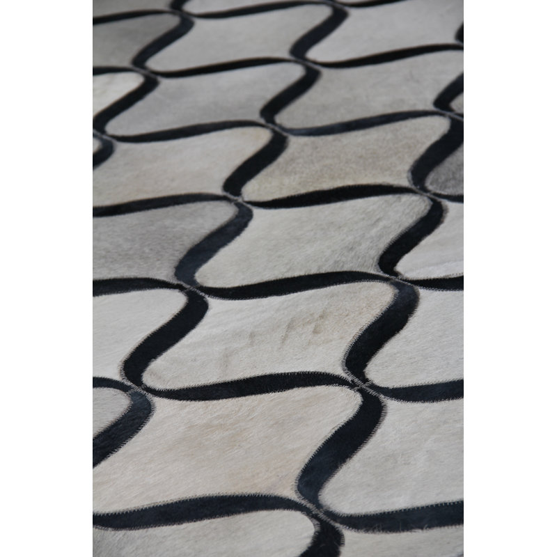 Natural Hide Cowhide Geometric Area Rug, Rectangle 11'6" x 14'6"