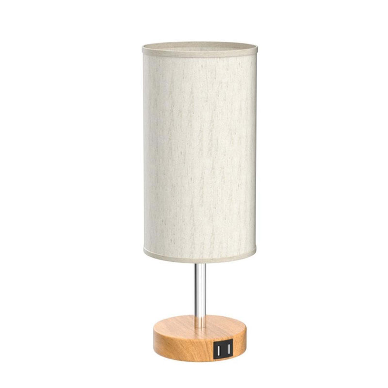 Lampe de bureau avec port USB, Tissu, Naturel