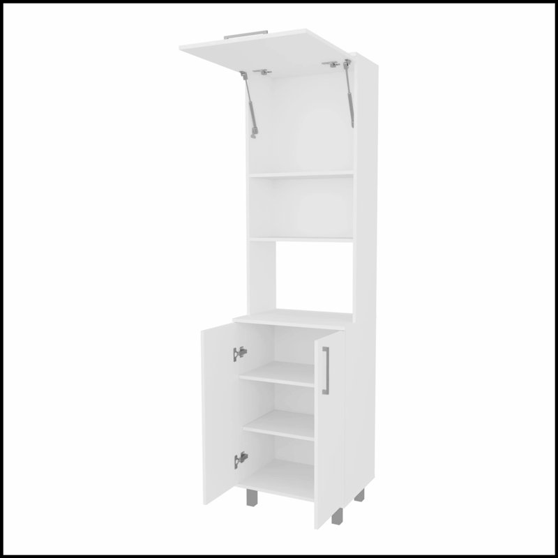 Garde-manger avec 2 portes pneumatiques et rangement ouvert pour les cuisines modernes et organisées