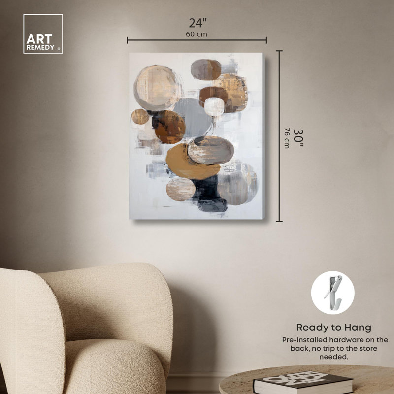 «Deserte Ovals II», reproduction d'art sur toile par Art Remedy, H 30 po x l 24 po, Toile tendue avec châssis