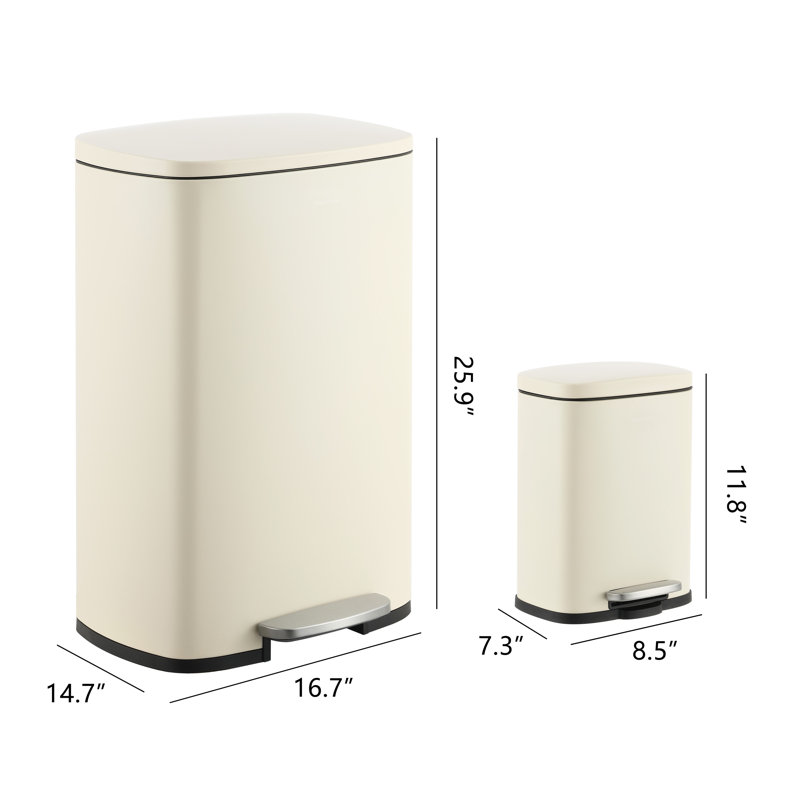 Steel Step On Kitchen Trash Can - 13.2 Gallons, Limestone Beige