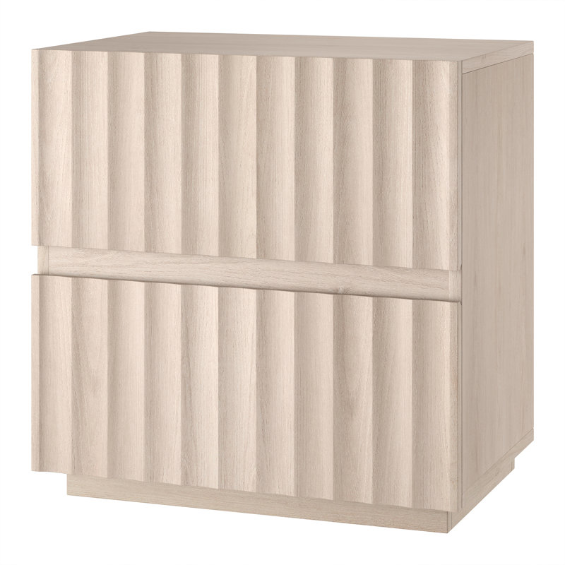 Table de chevet rectangulaire cannelée 24 po Jaylen, Alder White