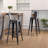 Industrial Metal Bar Stools Set of 2 - 30" Distressed Black Bucket Back Design for Indoor & Outdoor-313943979-313943977