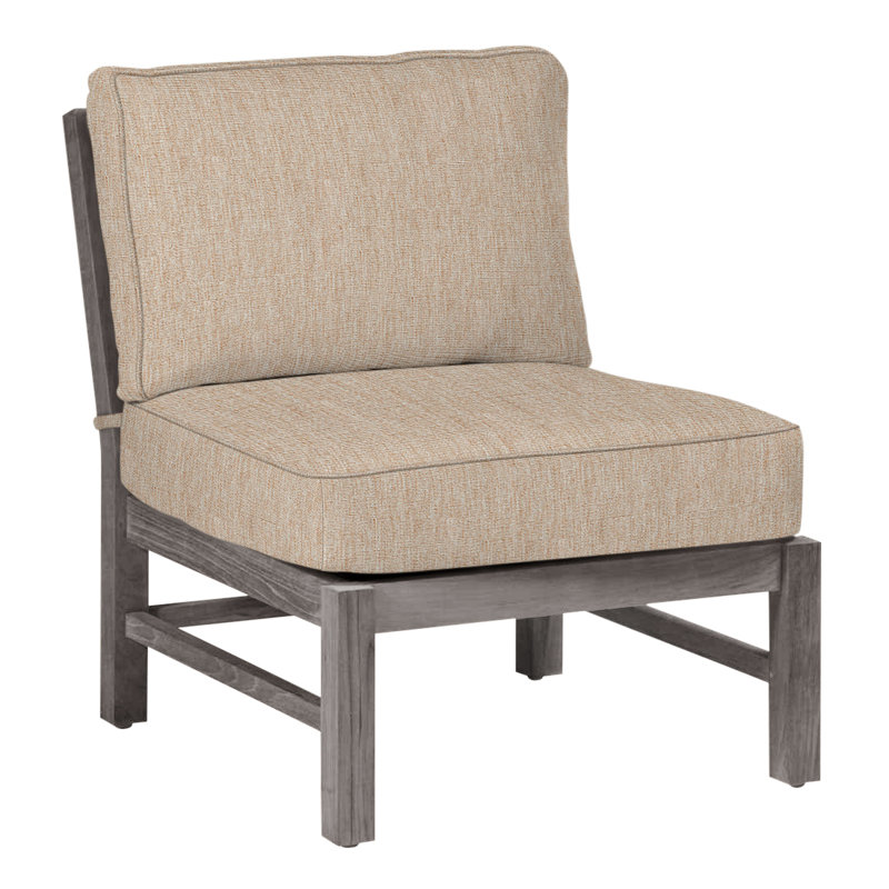 Club Teak Sectional Slipper Chair - Oyster, Oyster Teak, Welt, Canvas Sand