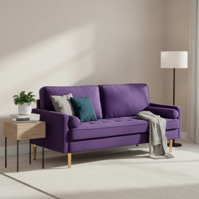 66.92" Modern Velvet Upholstered Square Arm Sofa and Loveseat
