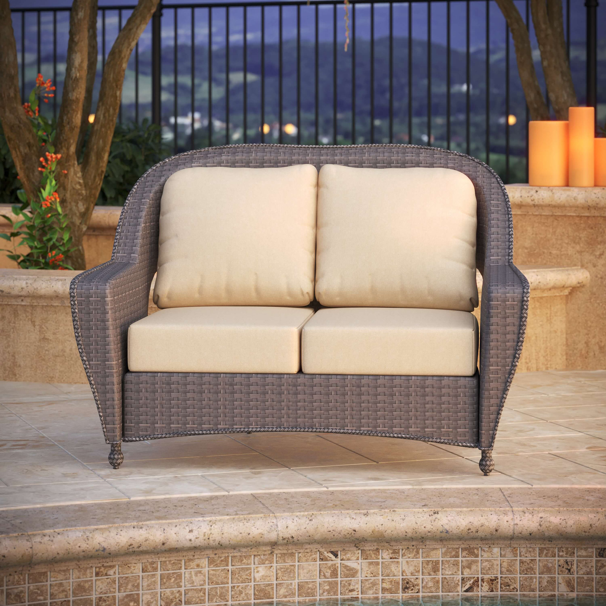 Amala Indoor/Outdoor Sunbrella® Loveseat Cushion, Canvas Canvas Sunbrella® Canvas