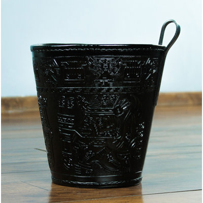 Leather / Faux Leather Open Waste Basket - 2.1 Gallons