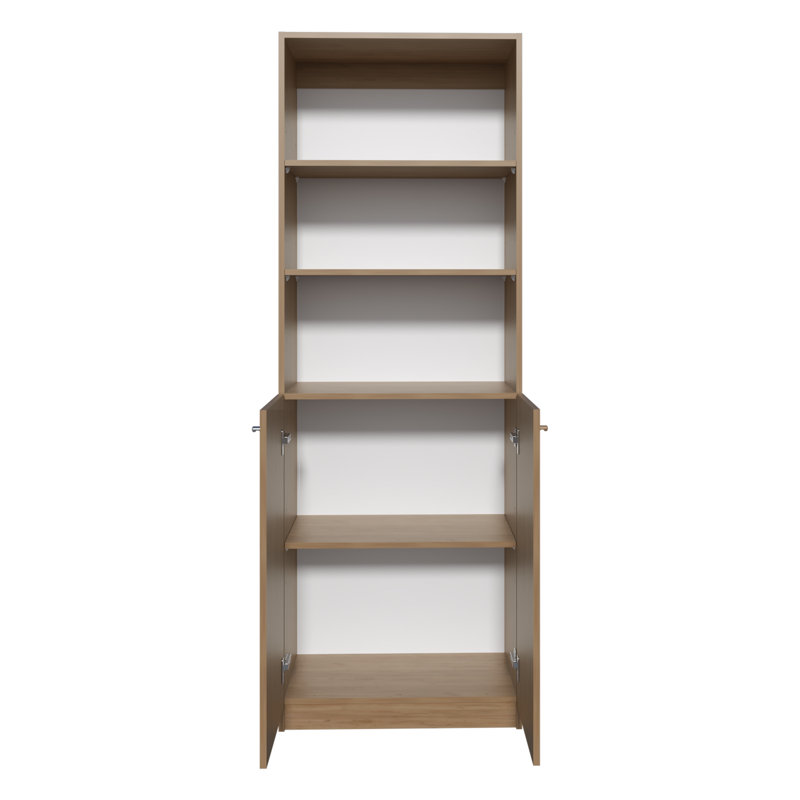 Vinton 2-Door Bookcase with Upper Shelves, Natural Oak / White -Office