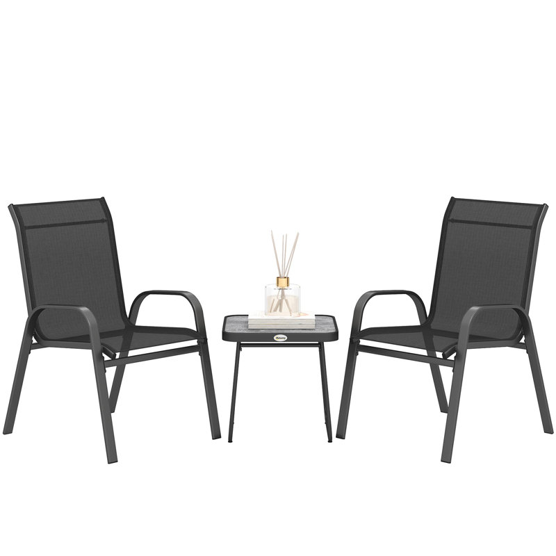 Kyante 2 - Person Patio Dining Set with Square Table, Black
