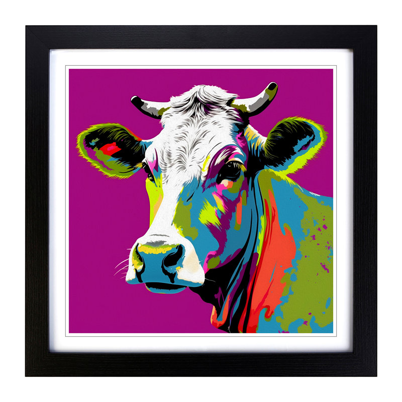 Cow Pop Art - Framed Print, Black
