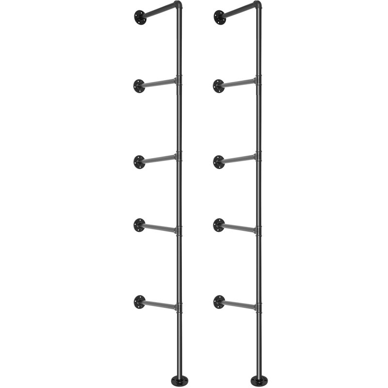 Tablettes de tuyaux industrielles VEVOR, étagères de tuyaux en fer murales, étagères de bricolage, chacune peut contenir des étagères ouvertes de 44 lb, les planches ne sont pas incluses