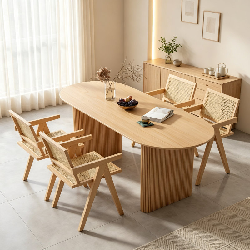 Simple Pine Solid Wood Rectangular Dining Table, 29.5" H x 55.1" W x 27.56" D, Solid Wood