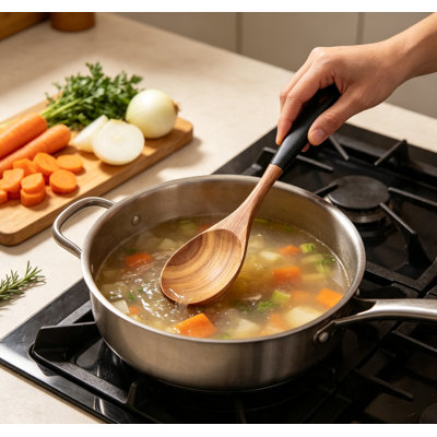 Ensemble de cuillères à cuisson en bois d'acacia naturel