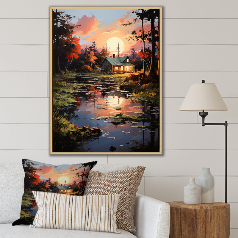 Charniqua Peach Lakehouse Journey Begins I, H 20 po x l 12 po x P 1 po, Cadre naturel flottant