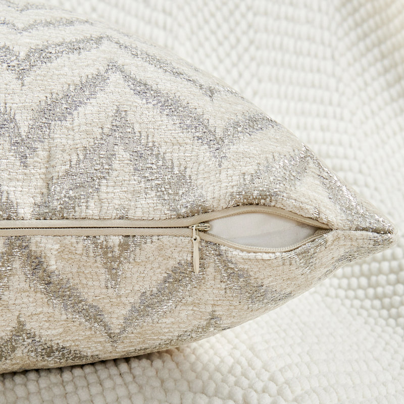Chevron Rectangular Lumbar Cushion Cover, Silver