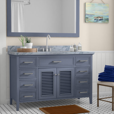Hamil 55 " W Freestanding Standard Free Standing 1 Single With Marble Top with Mirror