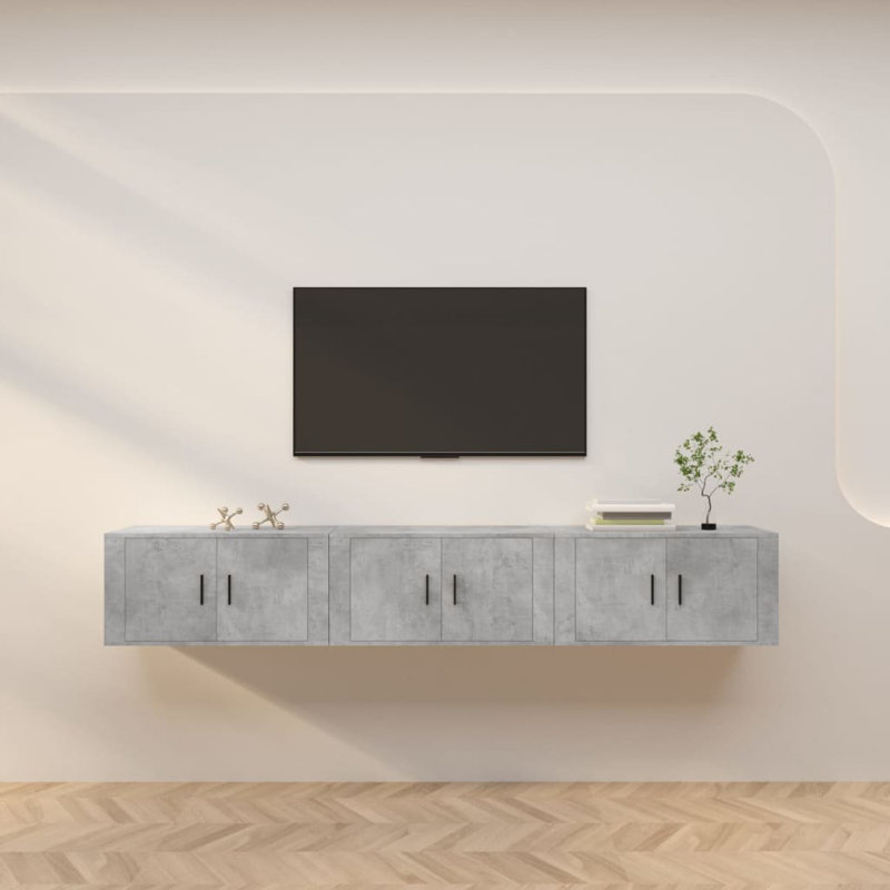 Towson Unfinished Floating TV Stand for TVs up to 88", Concrete Grey