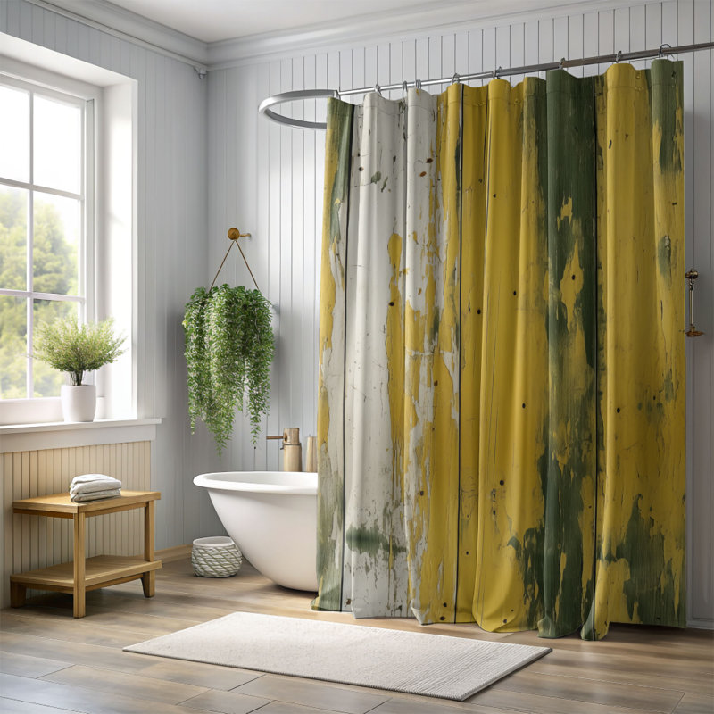 Rustic Green Boards - Premium Shower Curtain, 74"H x 71"W