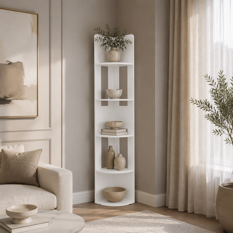 Iris Corner Bookcase, 5-Tier Shelving Unit