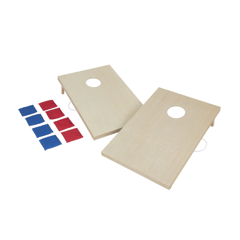 Classic Birch Veneer Wood Cornhole Set with Red and Blue Bean Bags