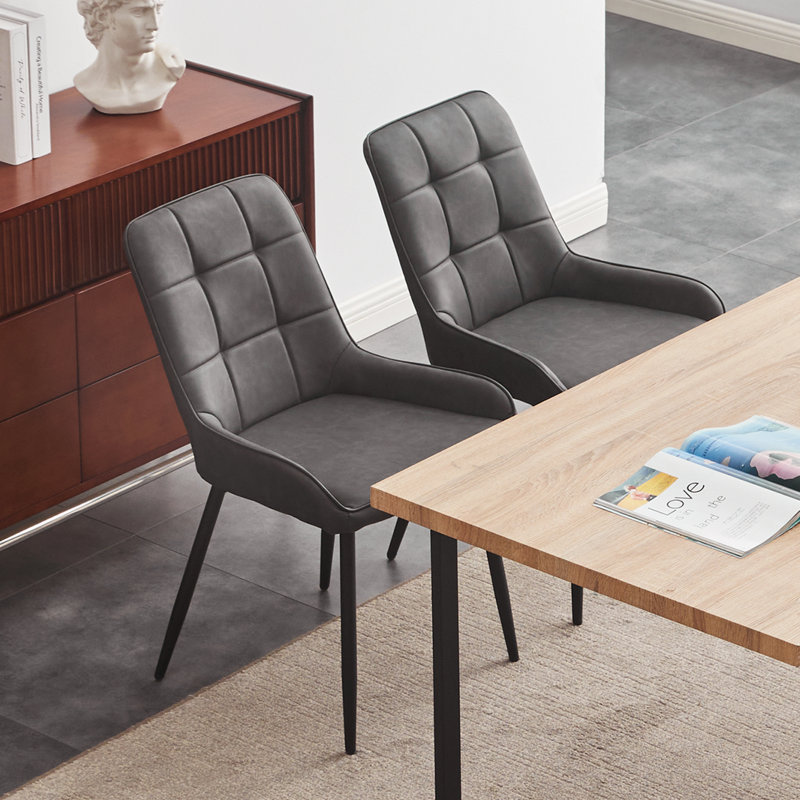 Edelgard Upholstered Metal Upholstered Back Side Chair, Grey