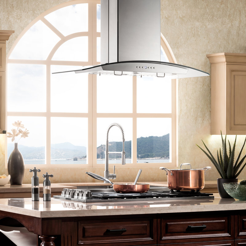 36" 400 CFM Convertible Island Range Hood in Brushed 430 Stainless Steel