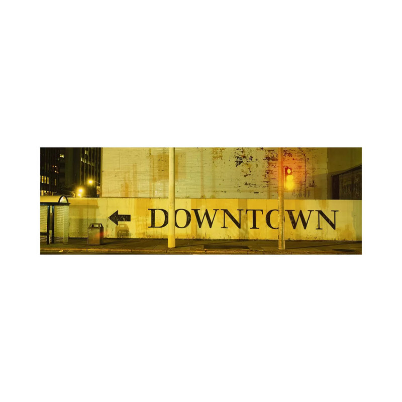 Downtown Sign Printed On A Wall, San Francisco, California, USA - Wrapped Canvas Panoramic Print