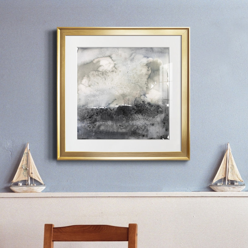 Impression encadrée salée «Horizon II» - prête à être accrochée, H 24 po x l 24 po x P 1 po, Cadre doré