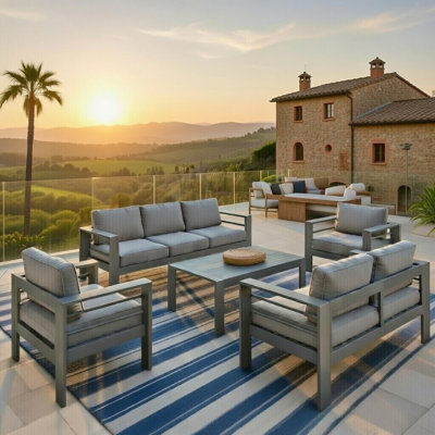 Ensemble de meubles de patio en métal 5 pièces toutes saisons