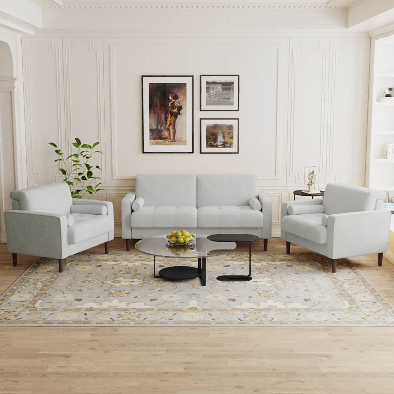 Carmelinda 3 Piece Sofa Set, Beige