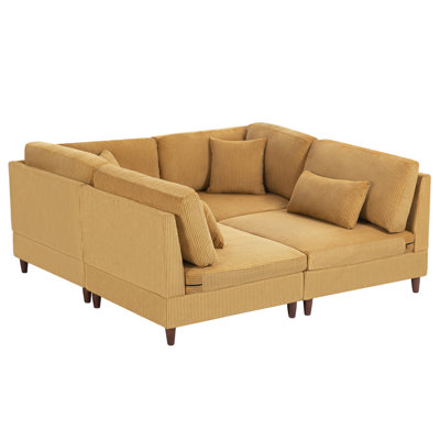 Michelyn 160.4"W 4 - Piece Corduroy Modular Sectional Sofa with Solid Wood Leg