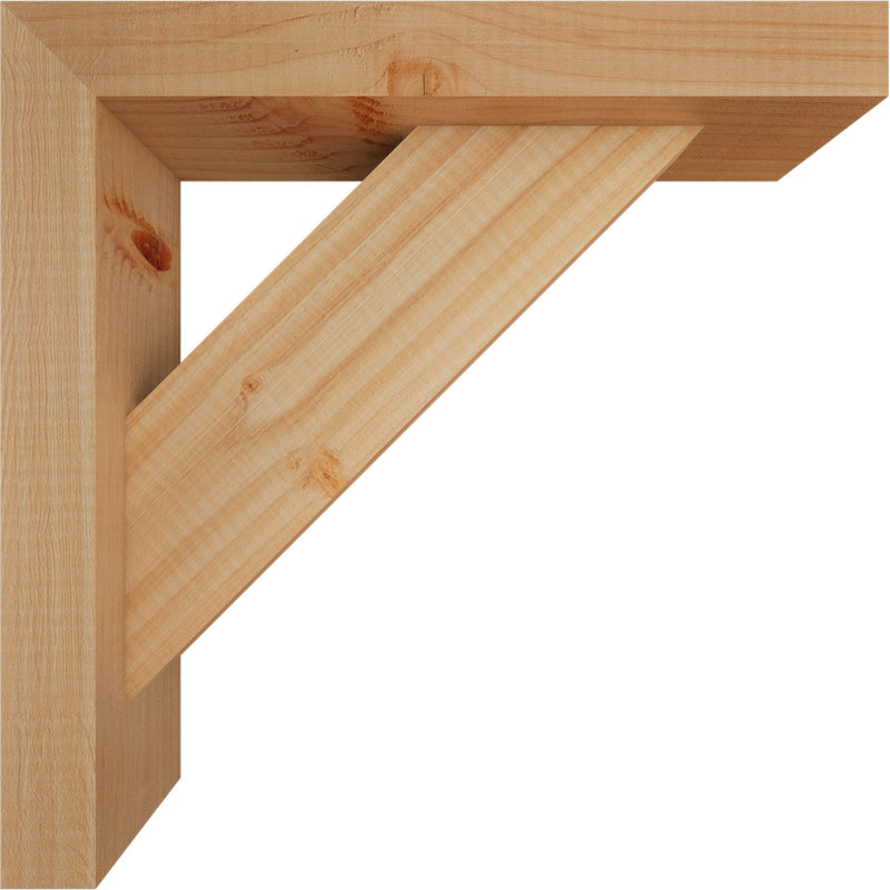 Traditional Block Bracket w/ Offset Brace, 14 x 14, 3 1/2"W Douglas Fir (Smooth)